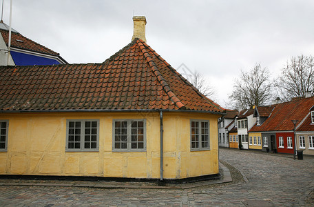 丹麦语童话诗人房子高清图片