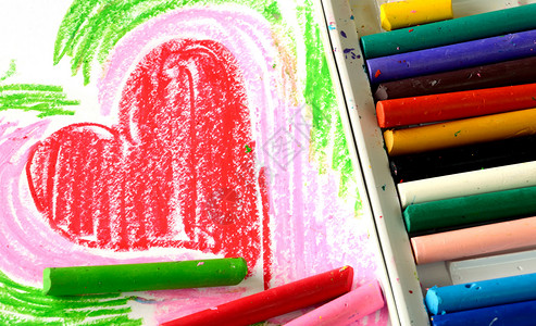 油浆学校白色头脑颜料浪漫艺术信号孩子油画棒蜡笔背景图片