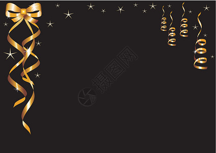 金色黑色背景带有黑色背景金色磁带的贺卡发光生日卡片金子周年纪念日插画