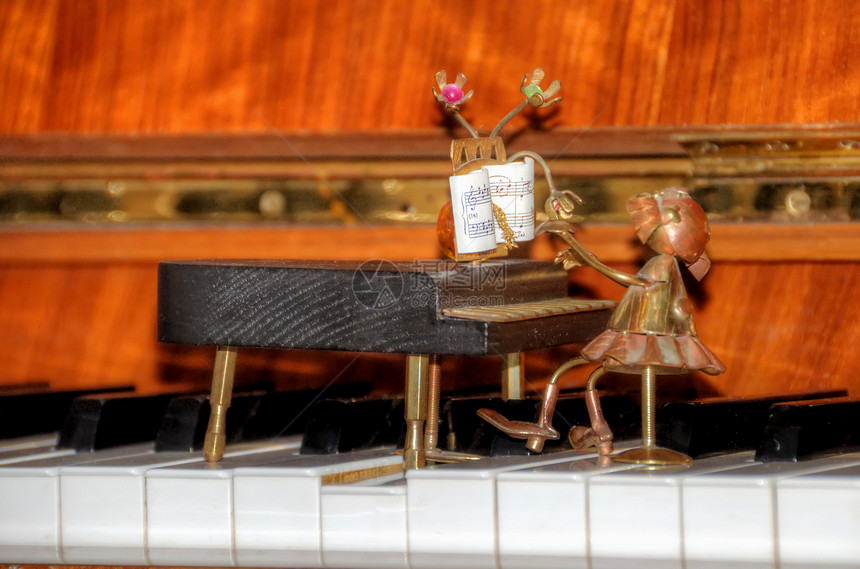 钢琴雕像音乐会键盘歌曲曲调观众旋律教育艺术家宏观床单图片