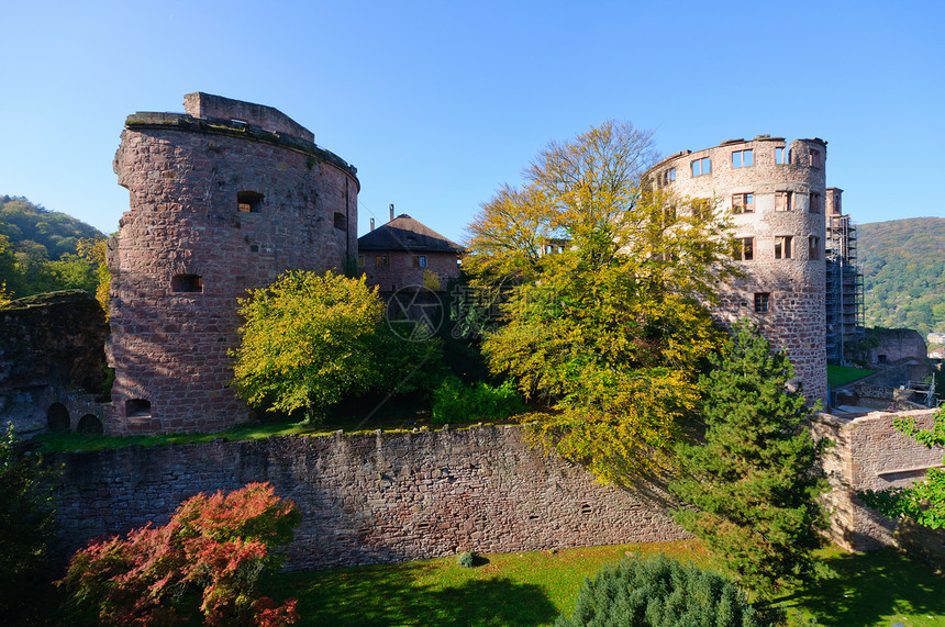 德国海德尔堡城堡古迹旅游天空晴天房子文化遗产游客历史风格风景图片