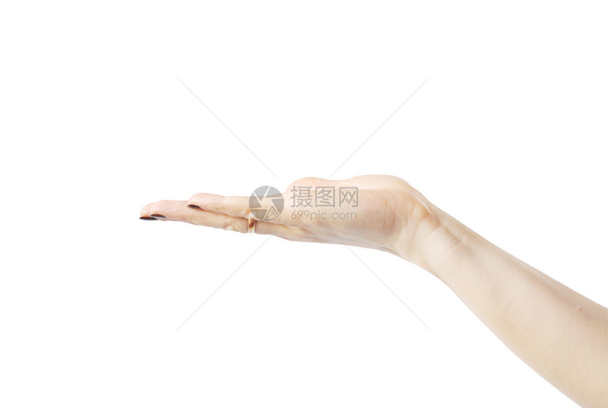 空空无一物的女人的手在白色上被孤立棕榈手指手腕拇指贫困女士手臂帮助女孩女性图片