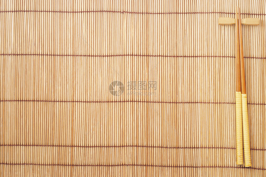 棕竹竹的筷子布局背景厨房盘子桌子文化小吃传统用餐配件寿司工具图片