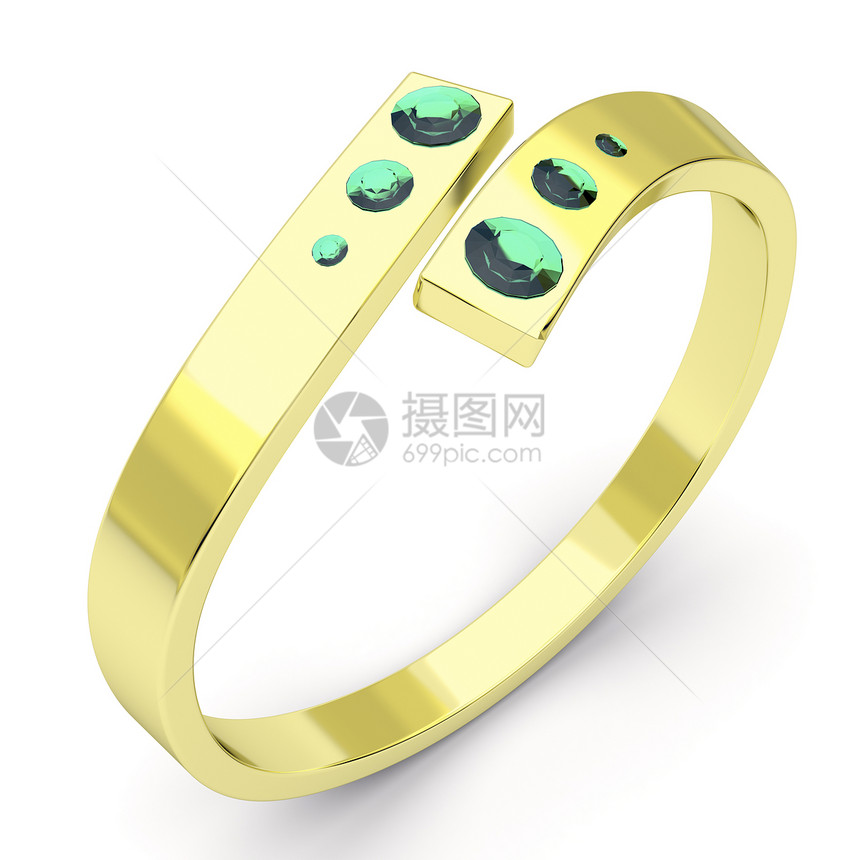 金金环钻石白色宝石奢华订婚金子黄色石头配件绿色图片