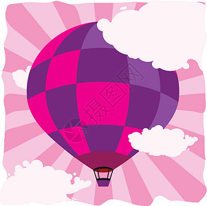 粉色线条气球天空中的气球粉色线条射线插画