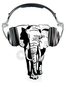 大象带耳机背景图片