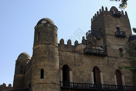 埃塞俄比亚贡达尔城堡建筑学纪念碑锯齿状大厦废墟垛口高清图片