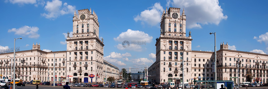 白俄罗斯首都明斯克历史性艺术旅行房子建筑学地标街道场景历史纪念碑图片
