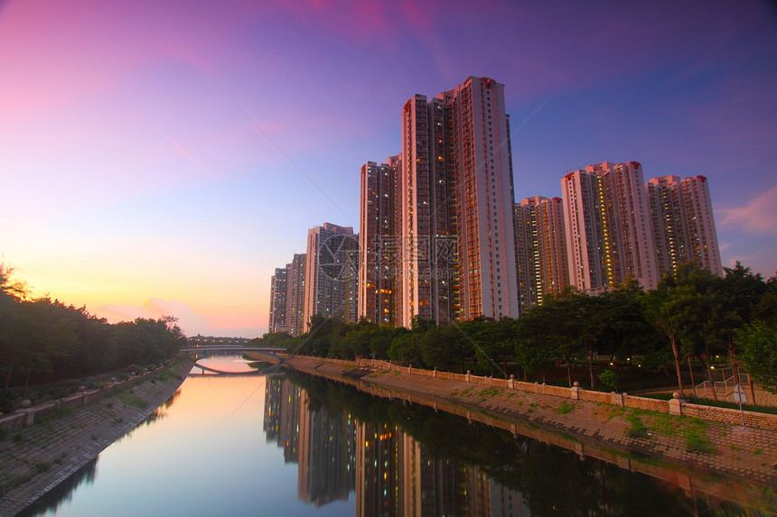 香港日落时市中心天水维图片