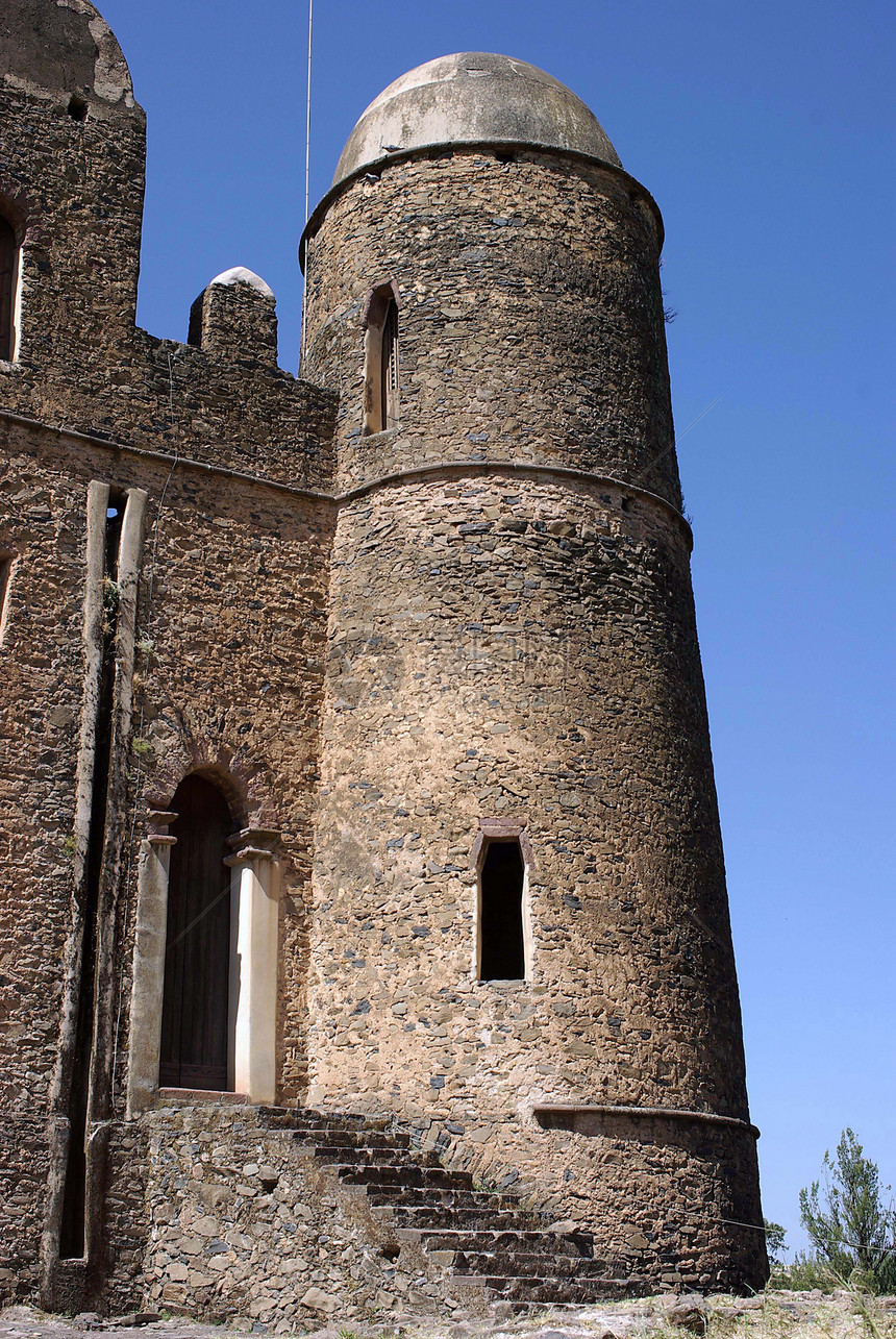 埃塞俄比亚的城堡废墟垛口据点纪念碑堡垒建筑学锯齿状图片
