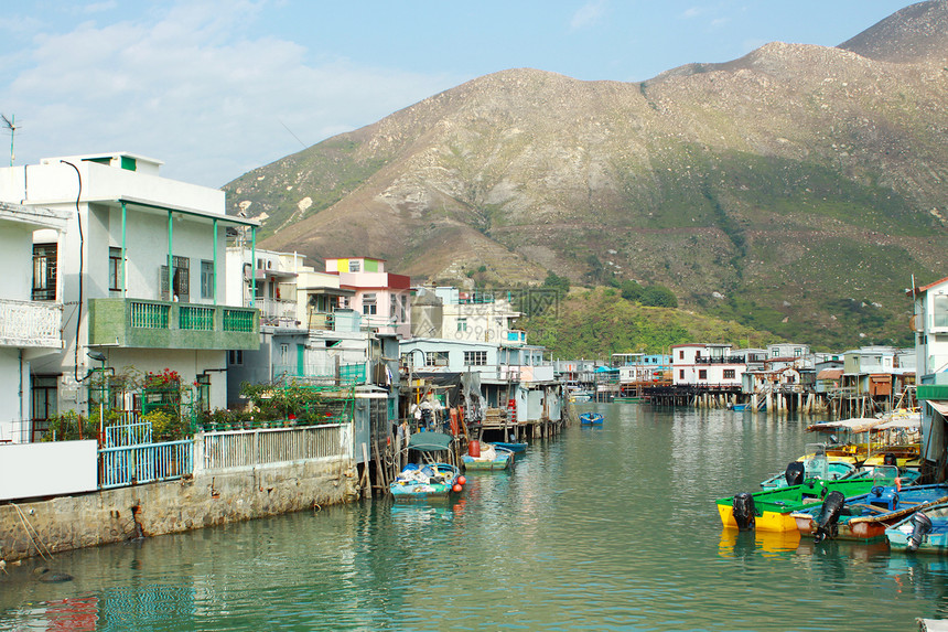 香港Tai O渔村的倒塌房屋旅行天空村庄住宅爬坡场景房子高跟鞋棚户区风化图片