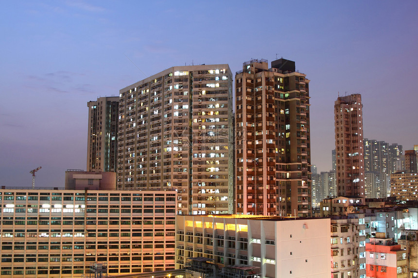 晚上在市中心的香港旅行天空住房石头天线景观建筑民众旅游场景图片