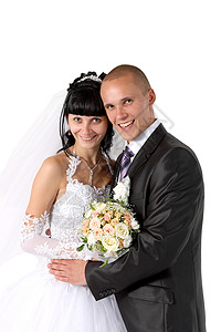 新郎的新娘 白色背景 白色背景裙子女士家庭婚礼未婚妻工作室庆典套装婚姻订婚夫妻高清图片素材