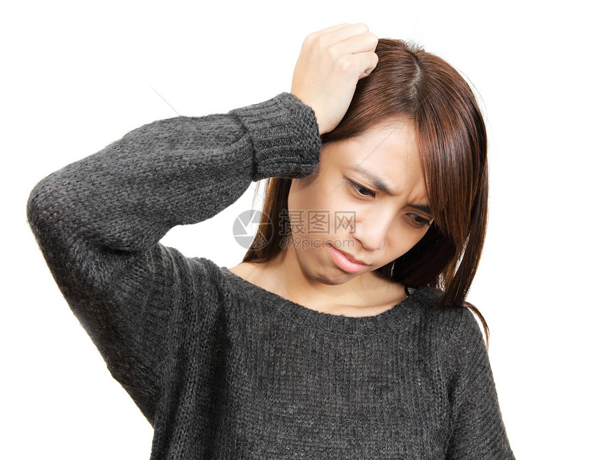 妇女头痛白色工作室女孩疾病女性生活压力图片