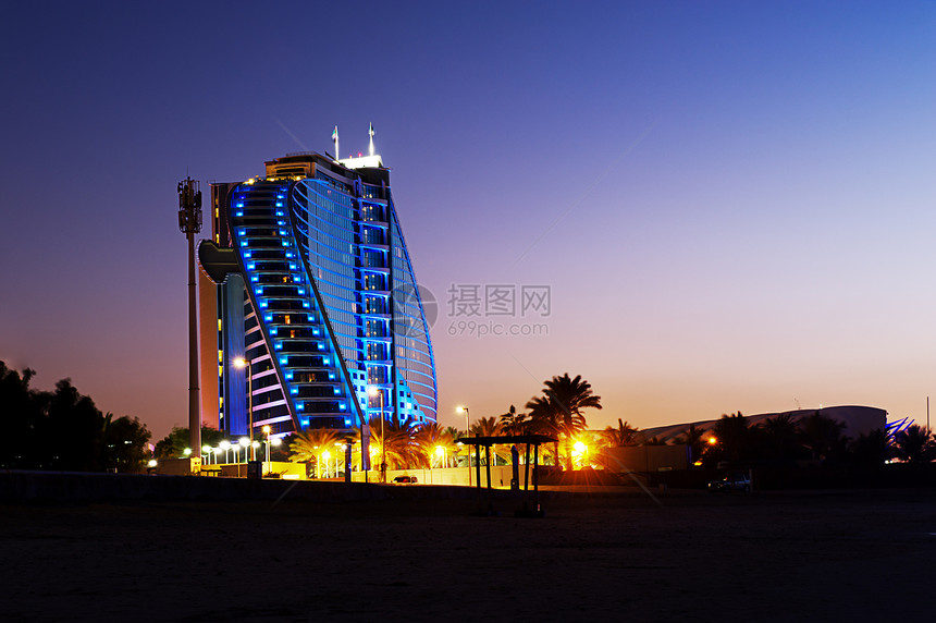 迪拜海滩场景奢华酒店星星图片