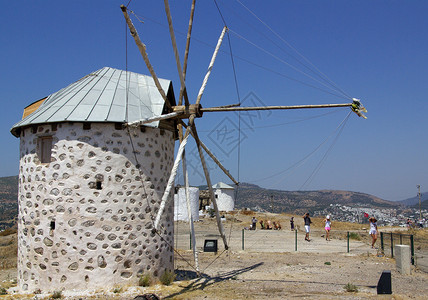 土耳其的旧磨坊景点秀场游客吸引力研磨机磨床背景图片