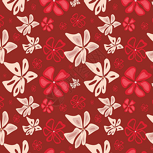 花卉无缝背景栗色白色明信片花瓣插图红色背景图片