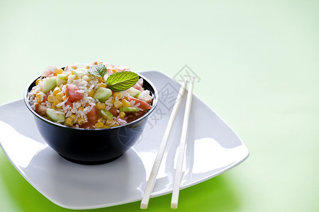 水稻沙拉碗背景图片