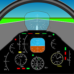 直升机驾驶舱在飞机驾驶舱中的控制面板座舱电子设备插图罗盘飞行员航班航空控制板拨号插画