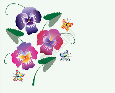 矢量花卉背景花瓣叶子中提琴插图季节蓝色植物花园美丽紫色背景图片