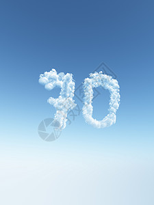 云云七十号周年插图数数生日数学数字纪念日蓝色天空多云背景图片