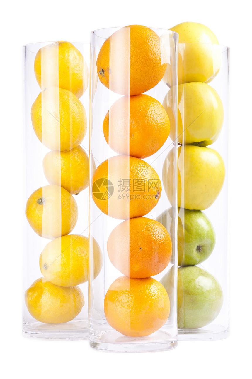 果类组 橙子 柠檬 苹果水果食物甜点白色玻璃饮食橘子图片
