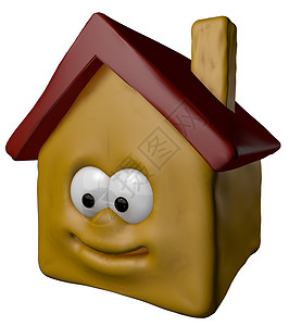 幸福快乐的家红色房子财产住宅玩具微笑建筑插图乐趣眼睛背景图片