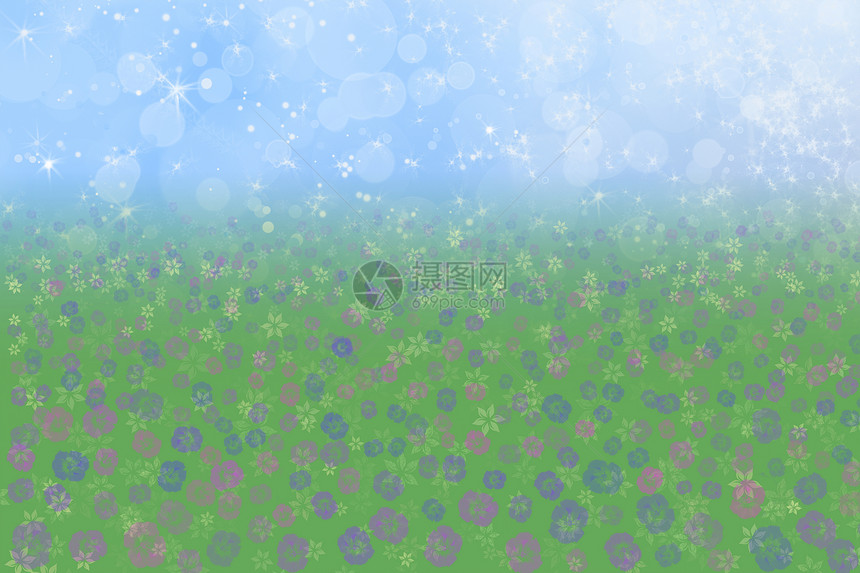 春季背景蓝天绿花草花插图情绪光束草地太阳花朵艺术紫色阳光天空图片