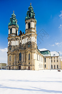 波兰西里西亚Krzeszow朝圣教堂位置风格教堂教会历史大教堂历史性外观世界建筑景点高清图片素材