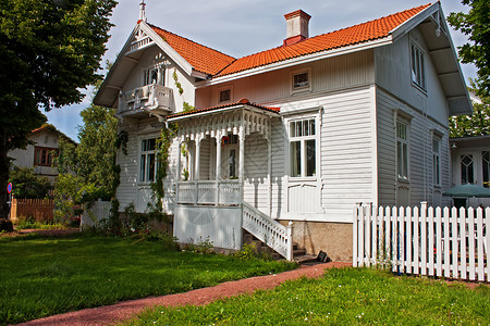 芬兰公园面积的公用房屋村庄公园风景建筑学别墅花园街道小屋住房背景图片