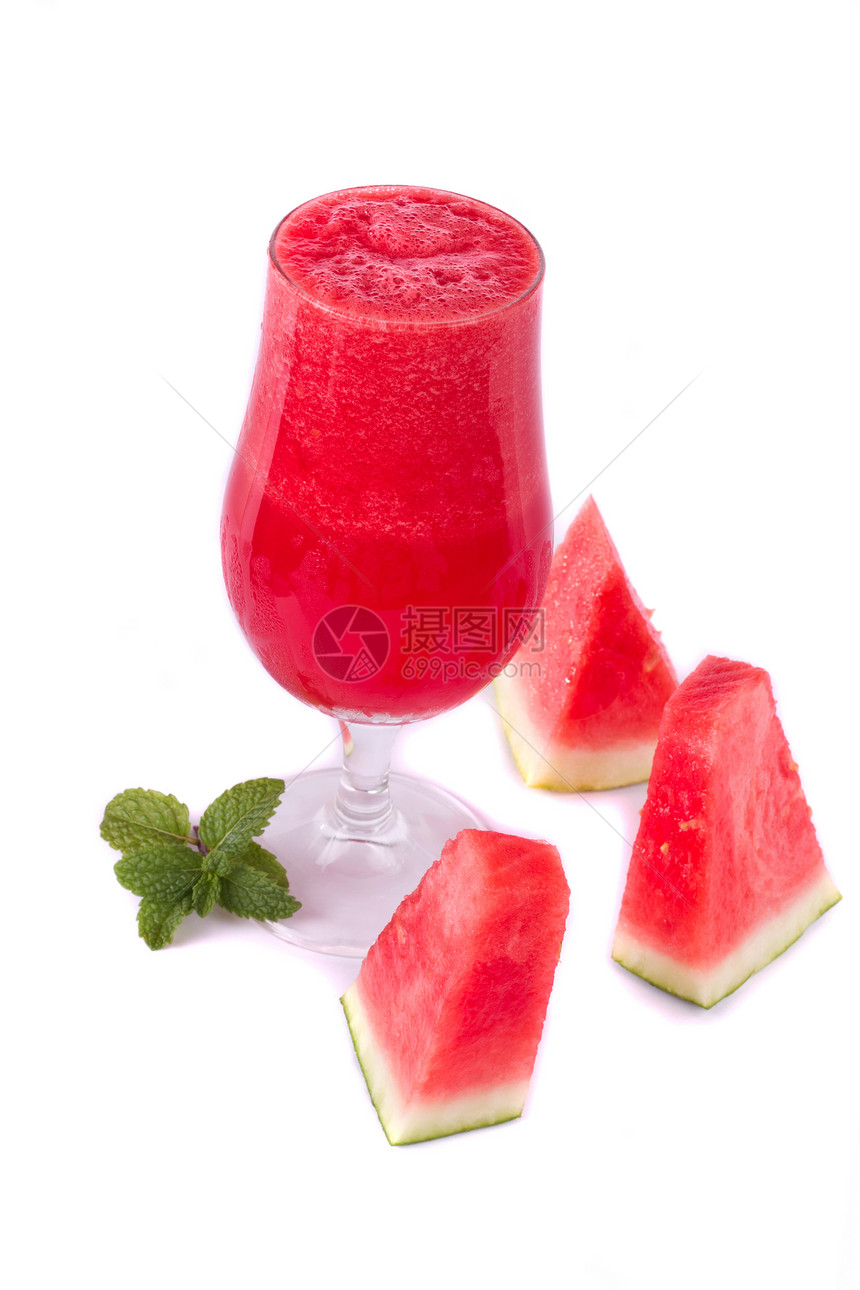西瓜汁情调果汁水果液体异国红色营养薄荷甜点饮料图片