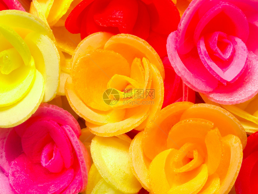花织玫瑰花蛋糕水平黄色玫瑰花朵粉色橙子红色饼干食物图片