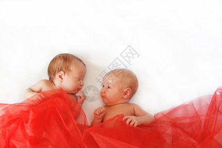 双胞胎工作室新生儿女孩们姐妹白色兄弟面纱婴儿童年孩子们睡眠高清图片素材