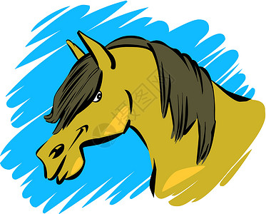 有趣的马卡通片微笑船首骏马漫画插图哺乳动物绘画农场小马插画