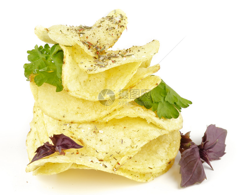 土豆薯片金字塔 有巴西尔和面食图片