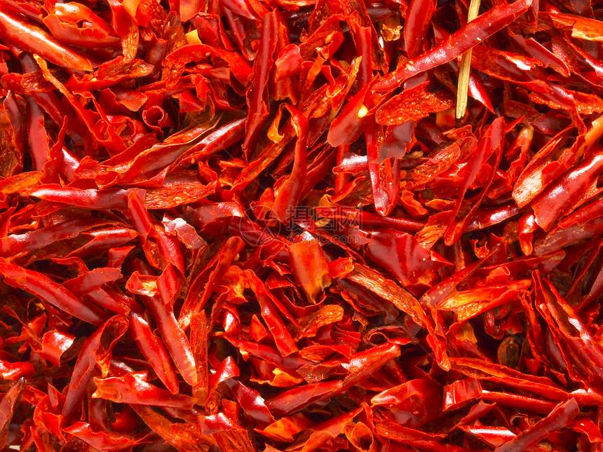 干红辣椒薄片食物味道胡椒水平红色蔬菜香料调味品图片