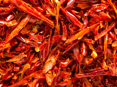 干红辣椒薄片味道红色水平调味品香料胡椒食物蔬菜背景图片