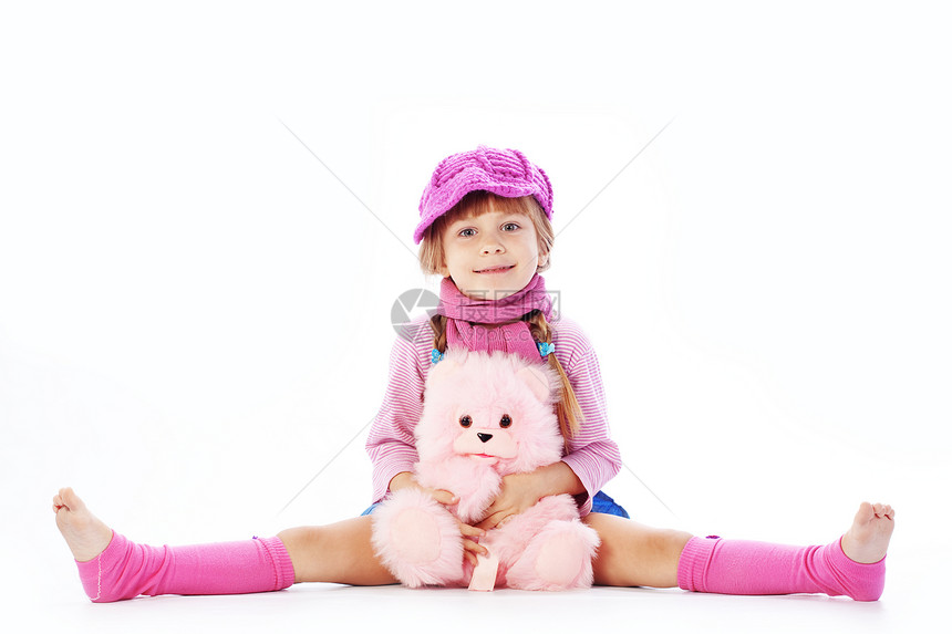 小女孩婴儿工作室赤脚女性冒充育儿玩具蓝色帽子女儿图片