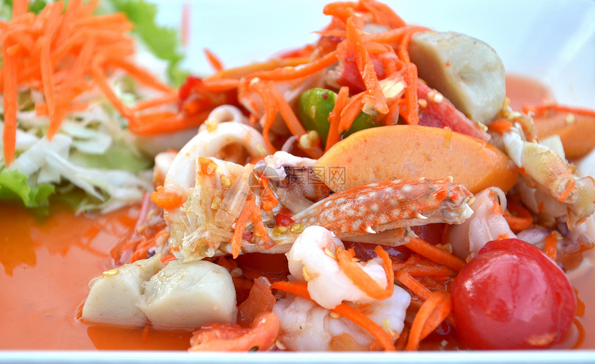 泰国菜餐厅草本植物异国午餐沙拉洋葱蔬菜美食饮食海鲜图片