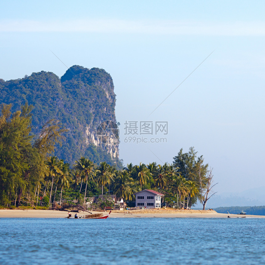 热带度假地海滩正方形照片爬坡岩石森林平房天蓝色旅行蓝色图片