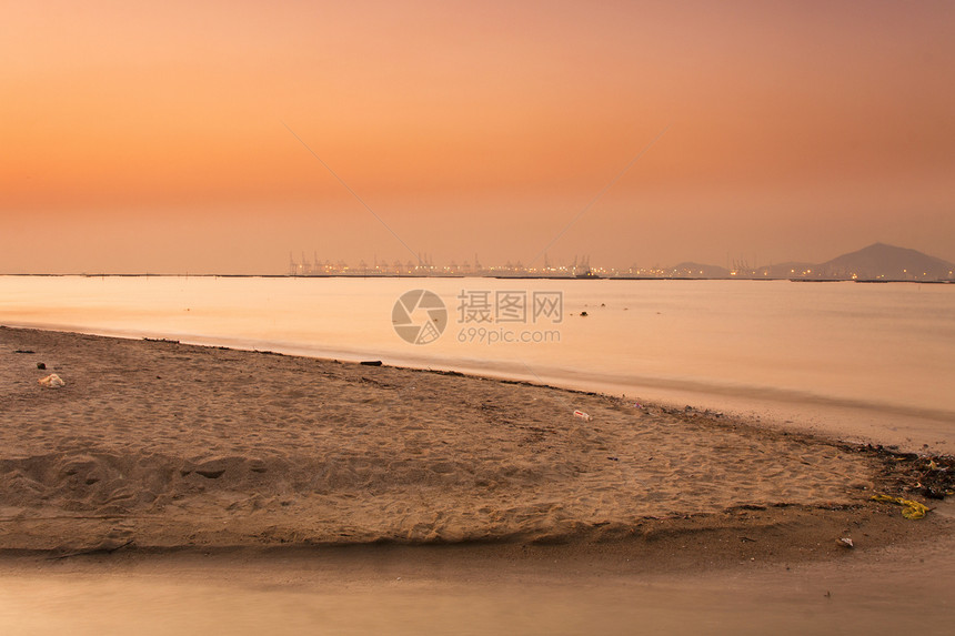 香港海岸的日落技术场地植物海洋天堂海岸线力量橙子反射热带图片