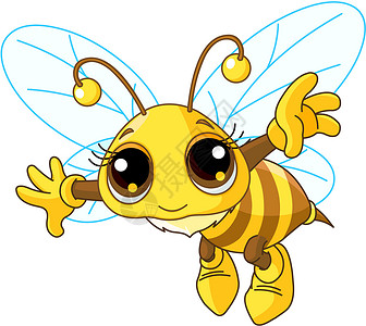 可爱蜜蜂飞行艺术品图形漏洞香椿卡通片黄色昆虫绘画设计插图背景图片