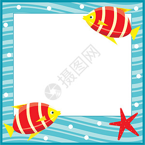 照片框架 海洋主题 鱼背景图片