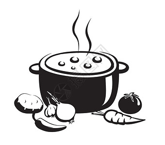 压锅菜热汤矢量说明 食物和原料插画