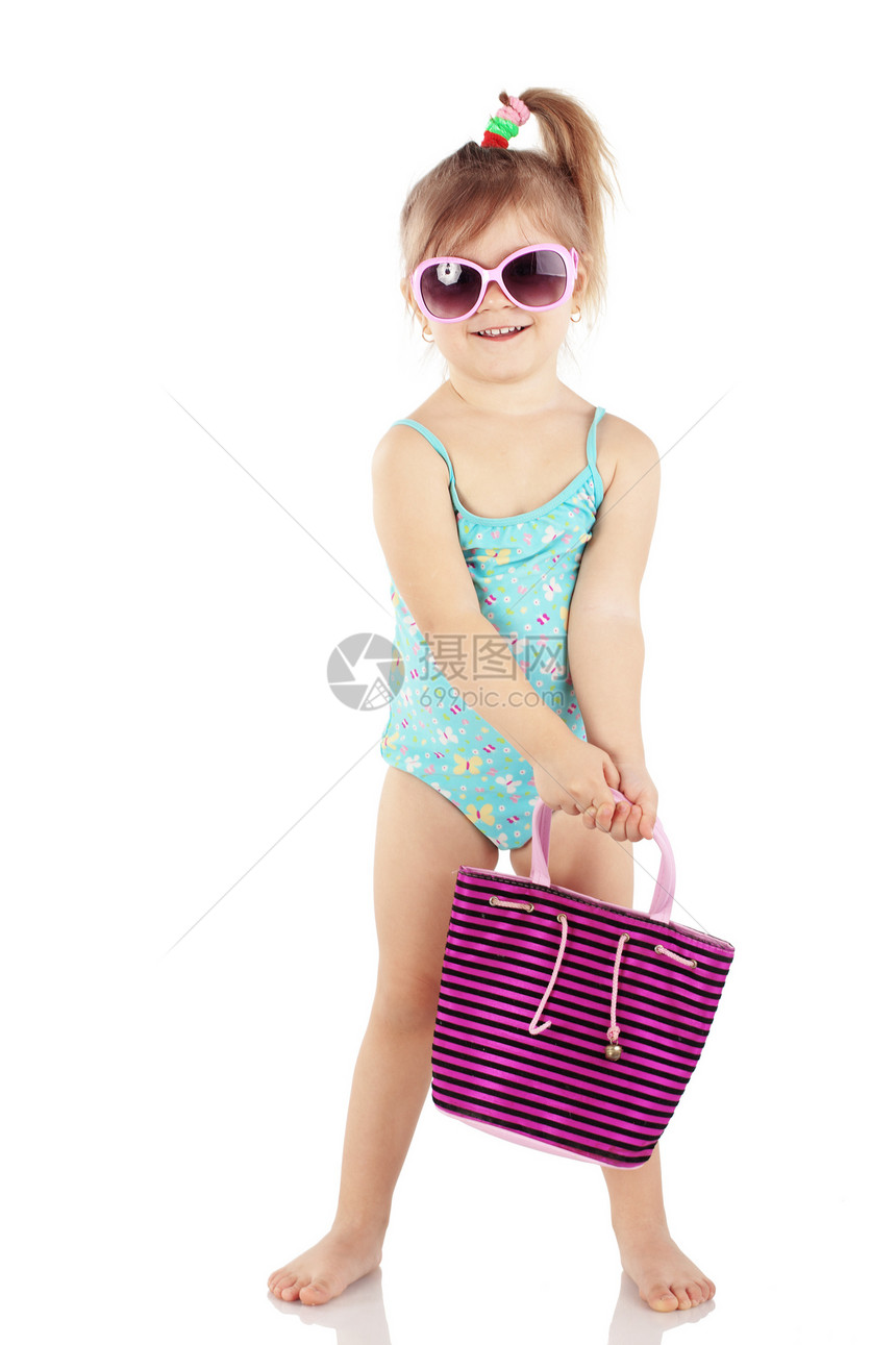 暑期儿童假期工作室冒充泳装童年乐趣女孩娱乐快乐赤脚图片