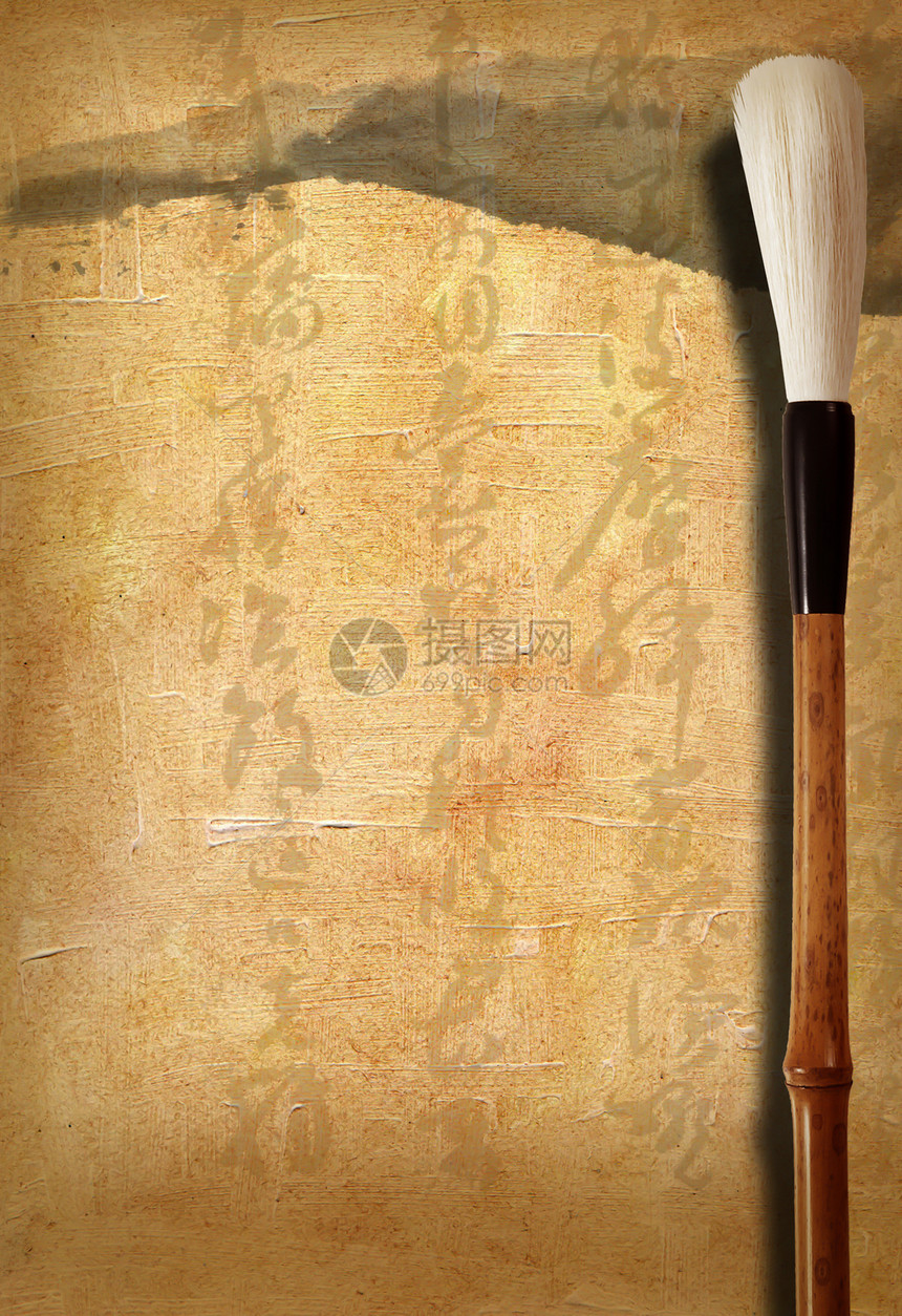中文笔笔和符号墨水象形画笔竹子文化书法绘画写作传统刷子图片