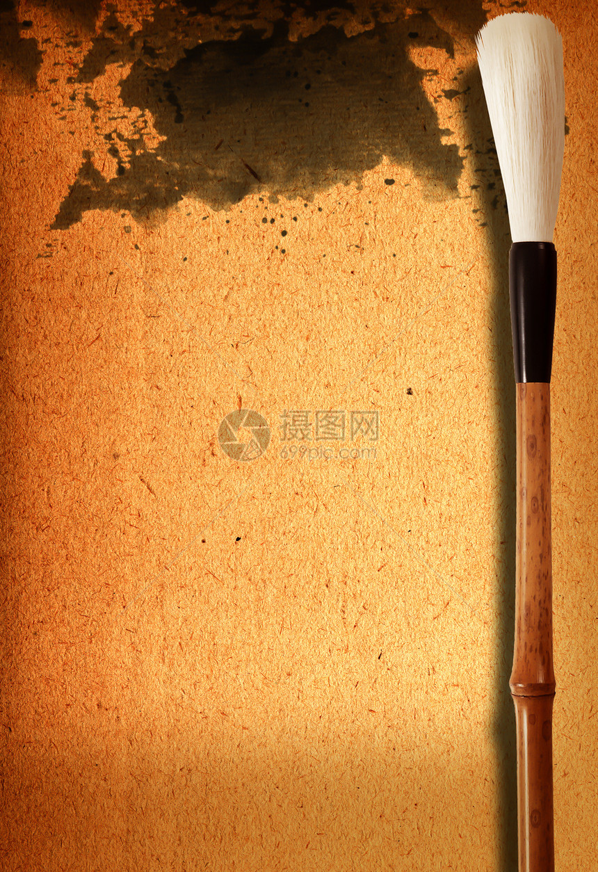 中文笔笔和符号画笔墨水象形写作文字绘画刷子传统竹子书法图片