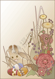 兔子复活节花朵背景图片
