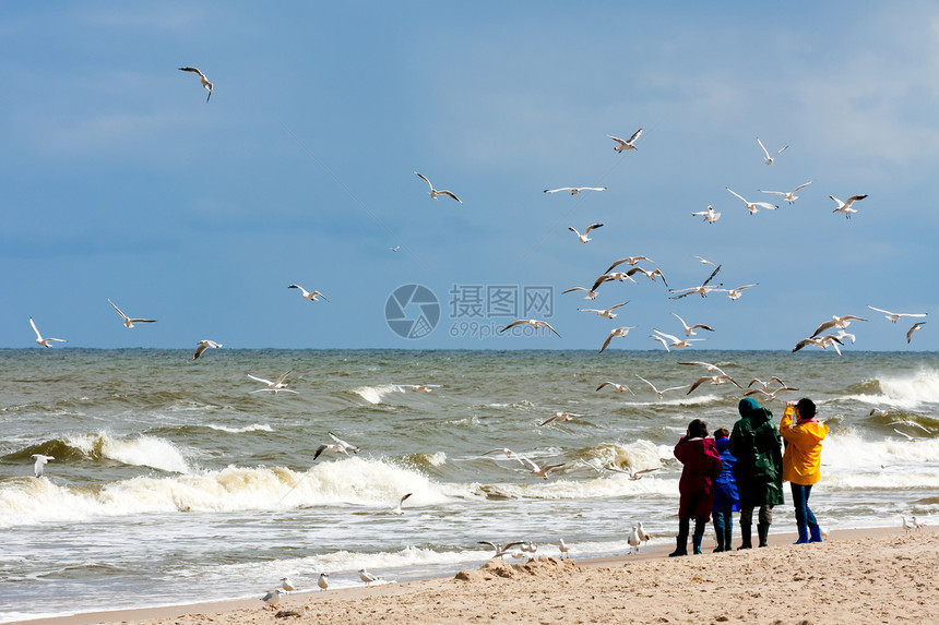 海滩和海风暴图片