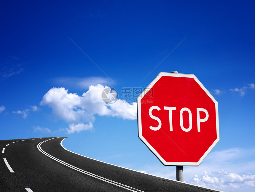 路上的标志运输控制旅行红色交通八角形白色警告安全危险图片